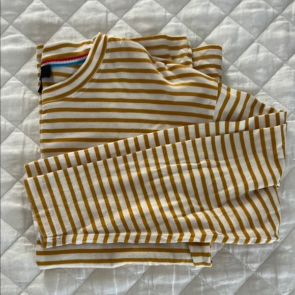 AYR | Tops | Striped Mustard And White Long Sleeve Shirt | Poshmark